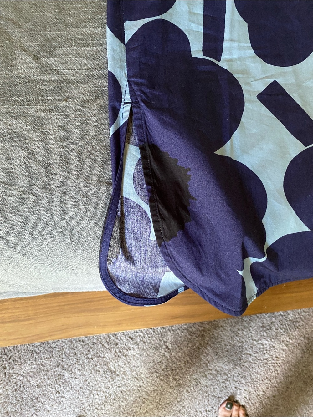 Marimekko Navy and Light Blue Unikko Floral Shift Dress - Picture 2 of 6